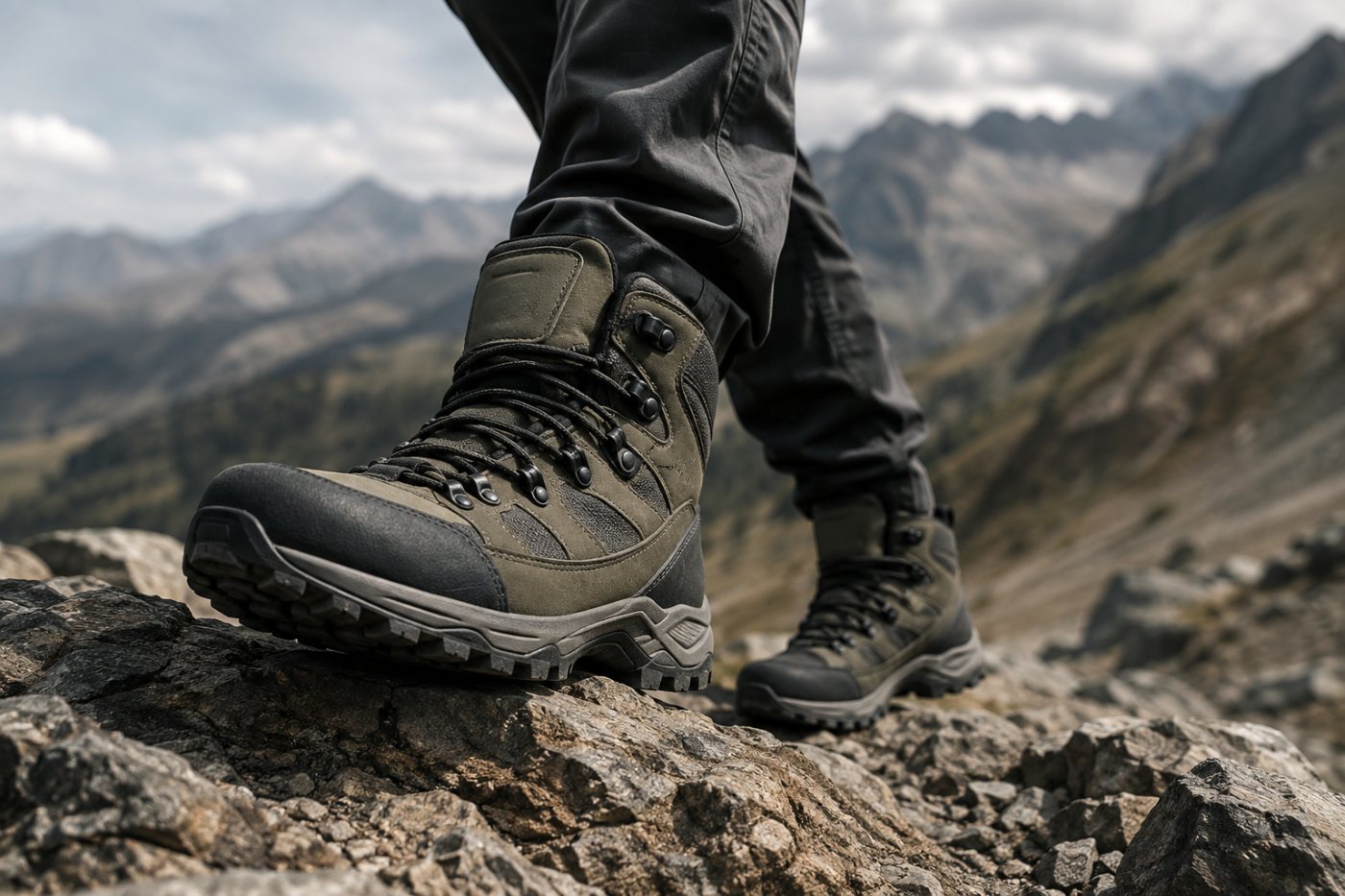Performance boots on rock